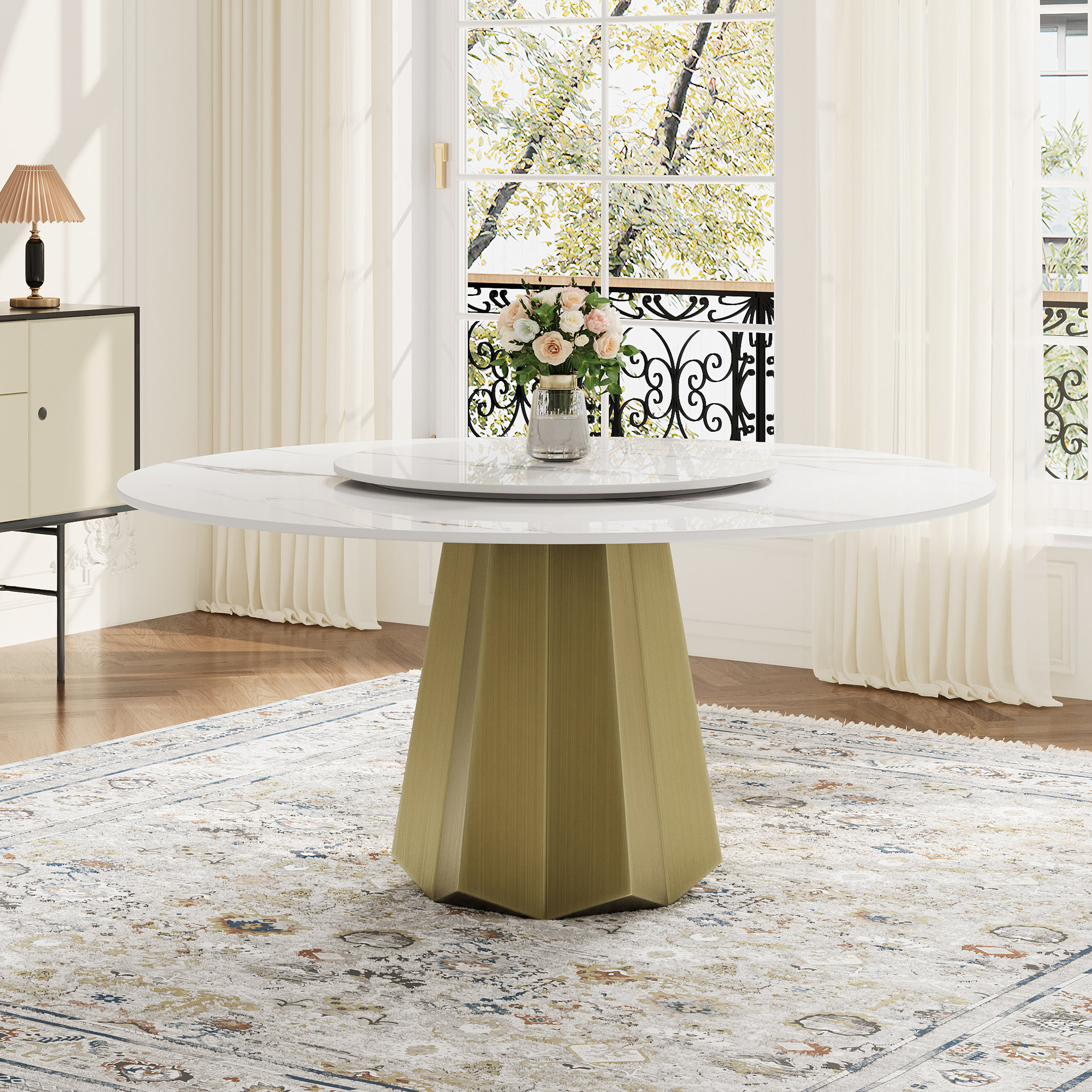 Everly Quinn 59" Round Modern Dining Table | Wayfair